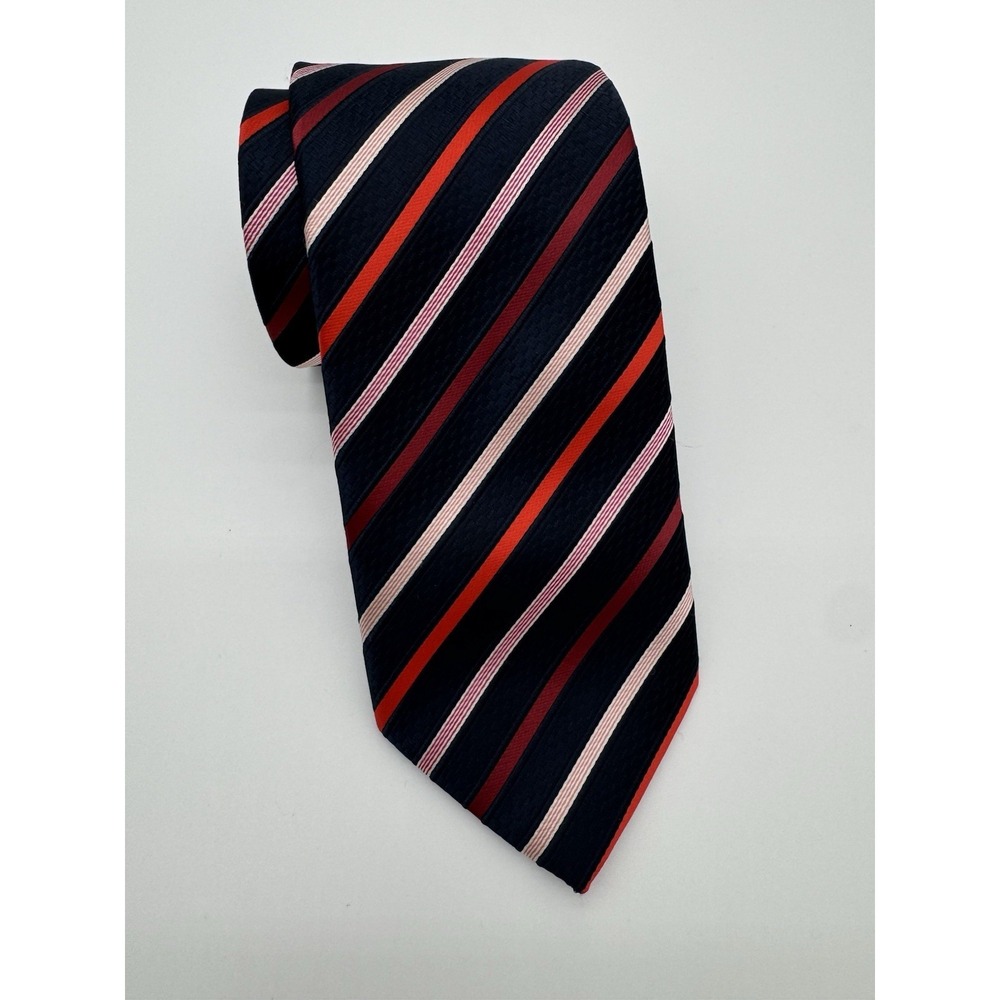 Imani Uomo Tie Black Red White Striped Classic Diagonal Stripe Men's Tie